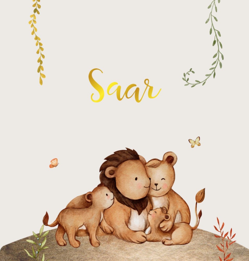 Geboortekaartje Saar - leeuwengezin zusje