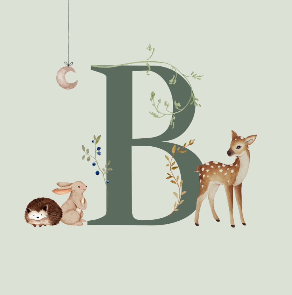 Poster letter (aanpasbaar) met bosdieren